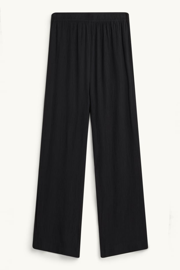 Dames - Pantalon - high waist - palazzo - zwart