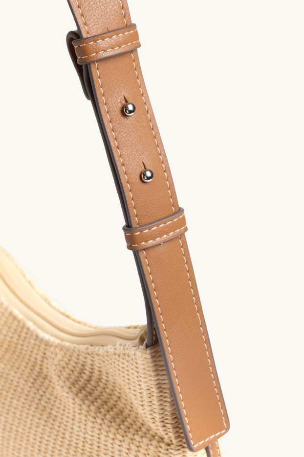 Dames - Schoudertas - raffialook - beige