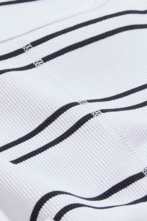 Donna - Top - a coste - a righe - bianco / blu
