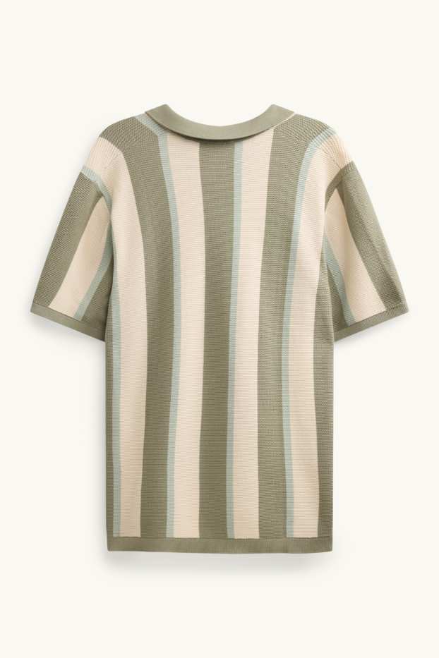 Herren - Strick-Poloshirt - Regular Fit - gestreift - strukturiert - grün