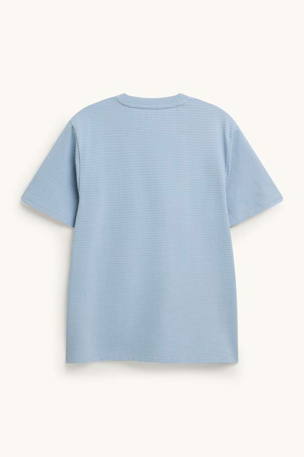 Herren - T-Shirt - Regular Fit - gerippt - hellblau