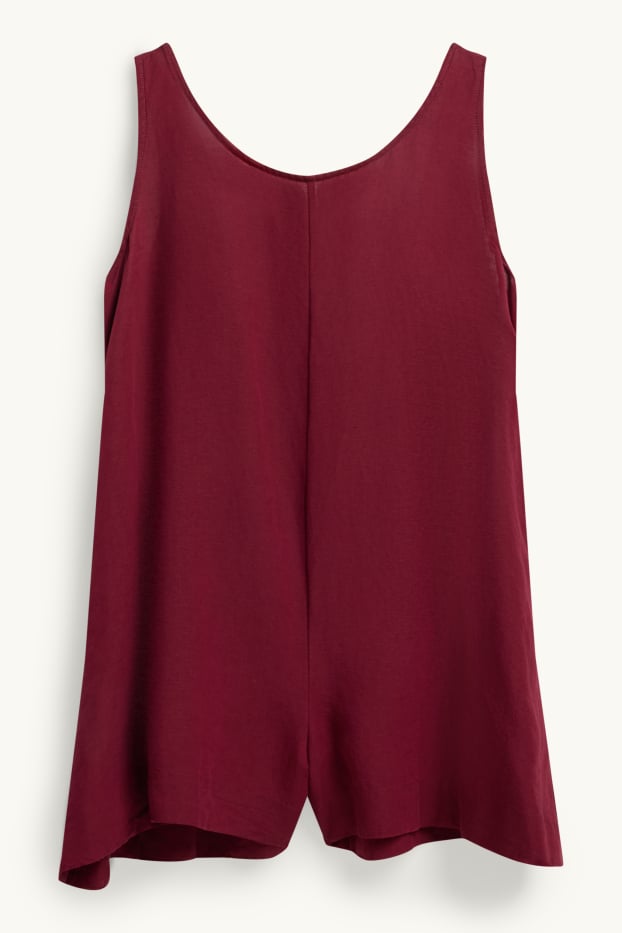 Damen - Jumpsuit - Leinen-Mix - dunkelrot