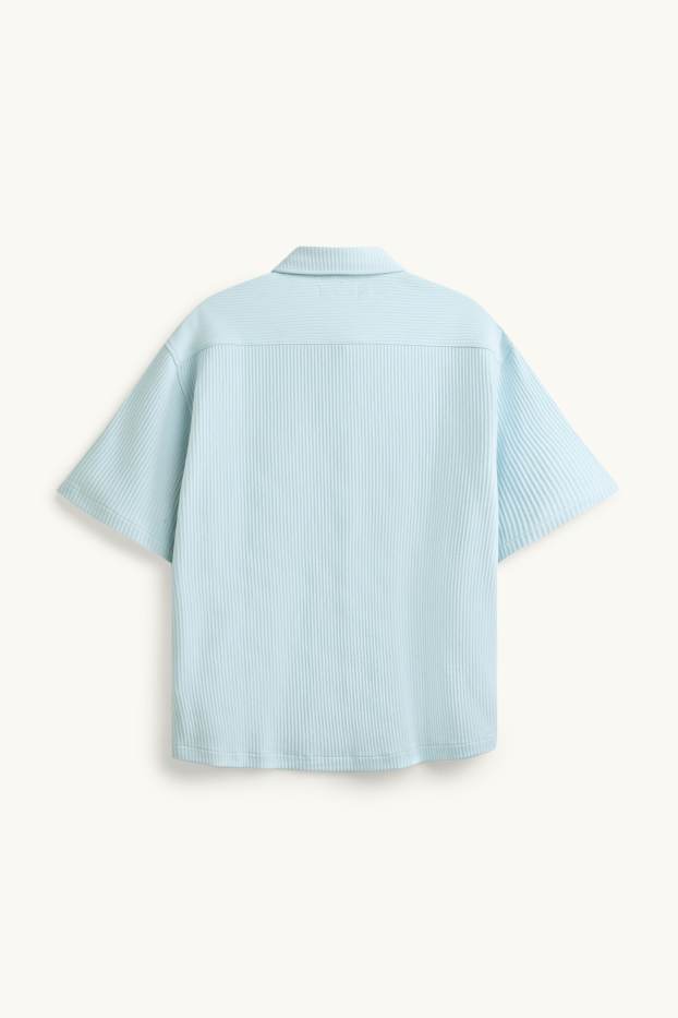 Men - Shirt - relaxed fit - kent collar - ribbed - light blue