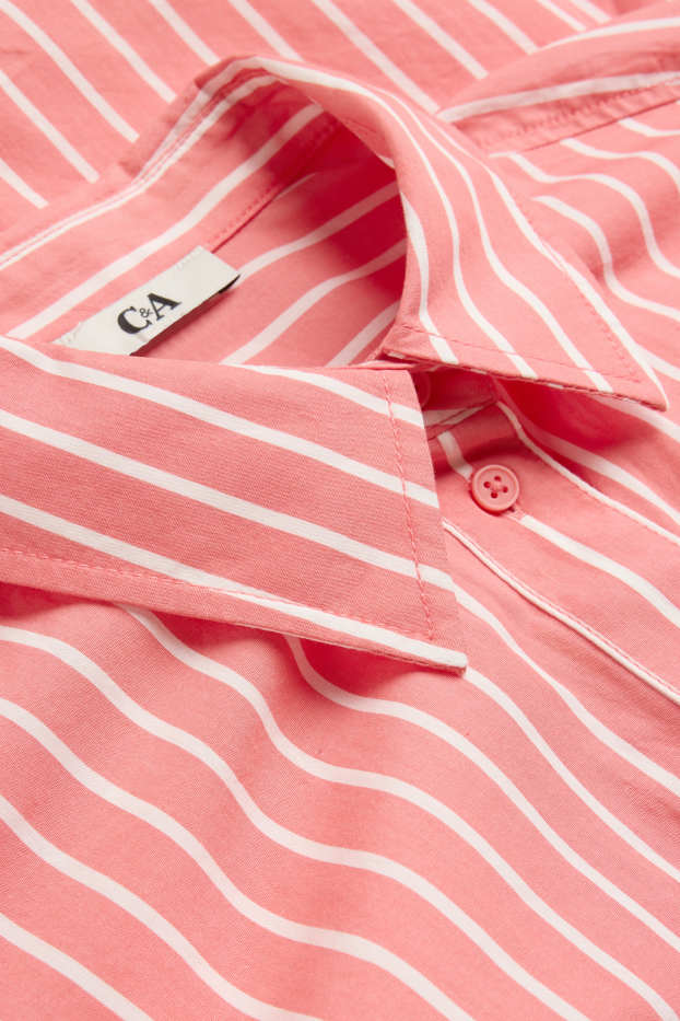 Femei - Bluză tip cămașă - cu dungi - roșu / alb