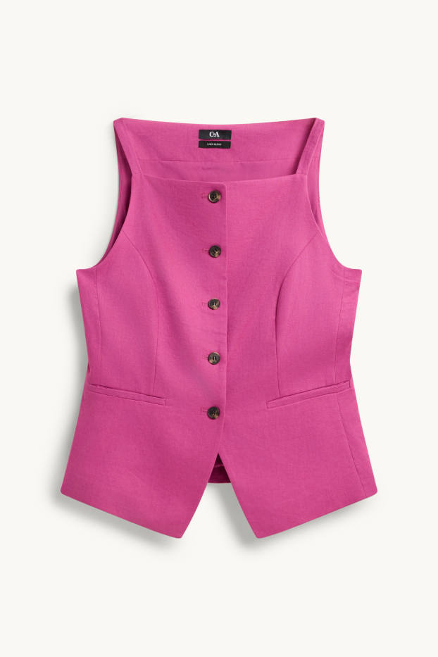 Femmes - Gilet sans manches de bureau - cintré - lin mélangé - rose