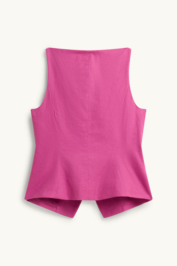 Femmes - Gilet sans manches de bureau - cintré - lin mélangé - rose