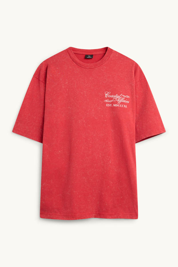Home - Samarreta de màniga curta - oversized - estampada - vermell