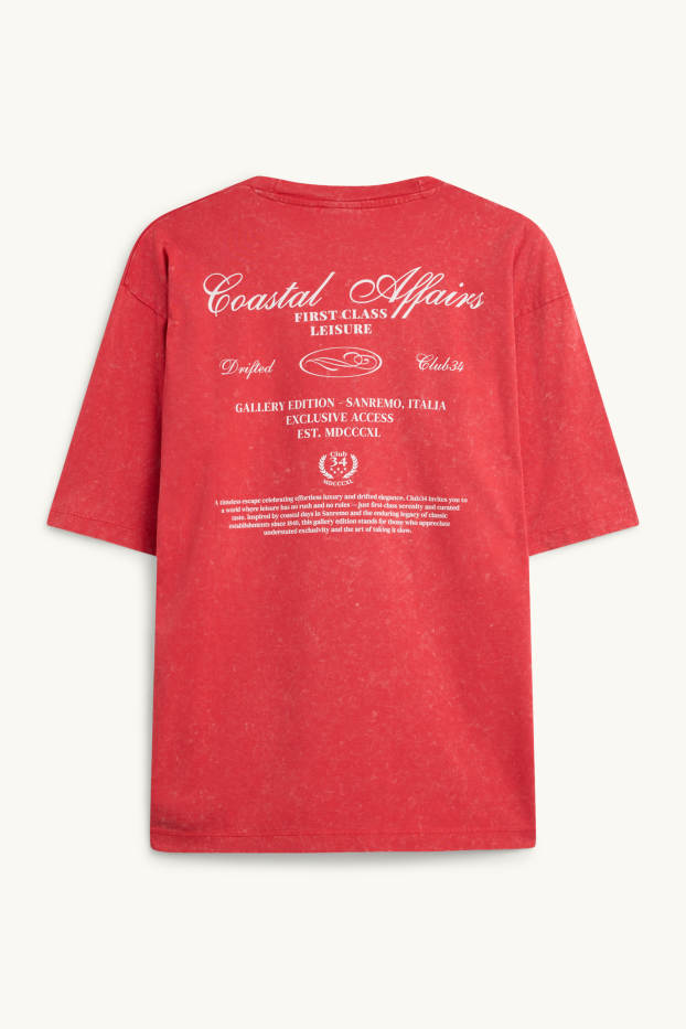 Home - Samarreta de màniga curta - oversized - estampada - vermell