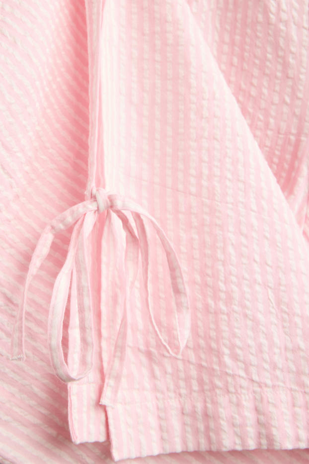 Dona - Pantalons de tela de mussolina - mid waist - wide leg - de ratlles - rosa