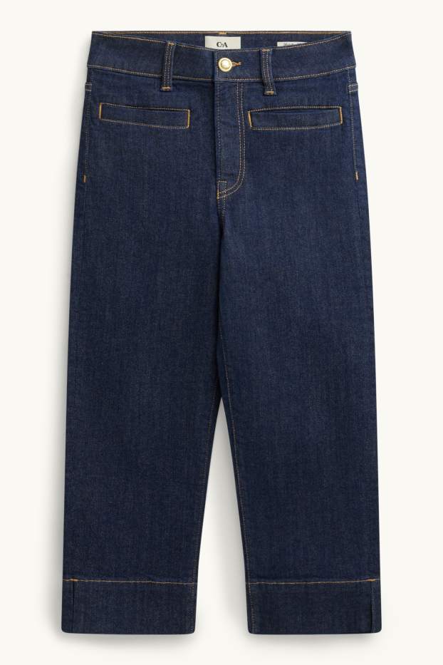 Donna - Jeans capri - vita media - slim fit - LYCRA® - jeans blu scuro