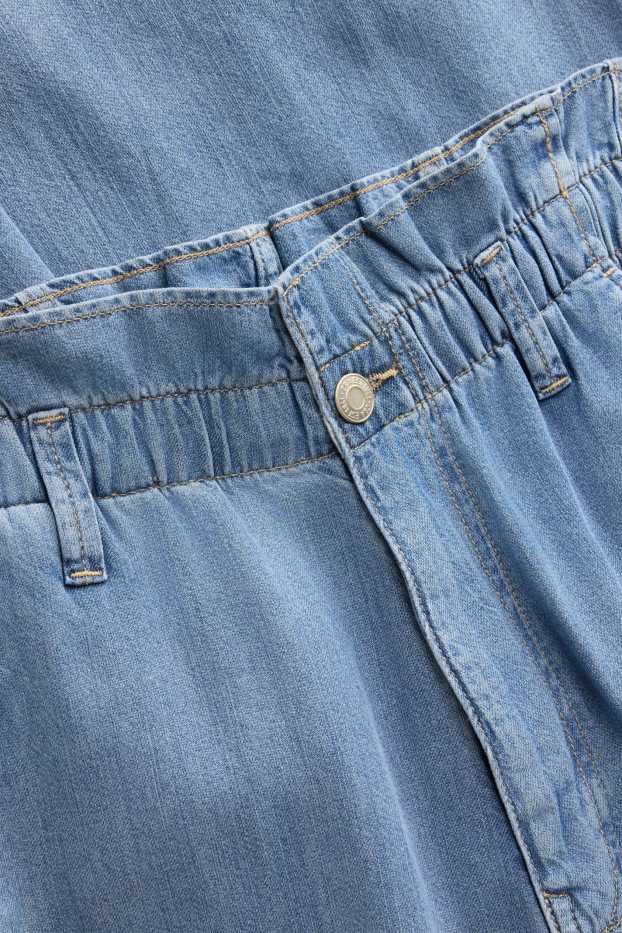 Kobiety - Crop wide leg jeans - wysoki stan - dżins-niebieski