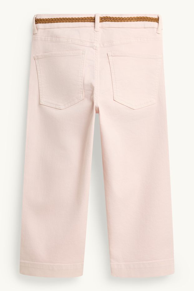 Dámské - Capri džíny s páskem- mid waist - slim fit - narůžovělá