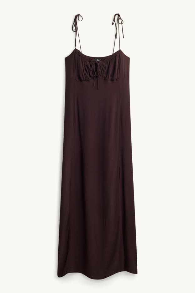 Dames - Jurk - straight fit - donkerbruin