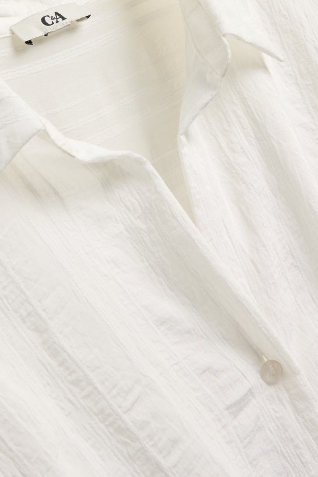 Dames - Blouse met knoop in de stof - wit