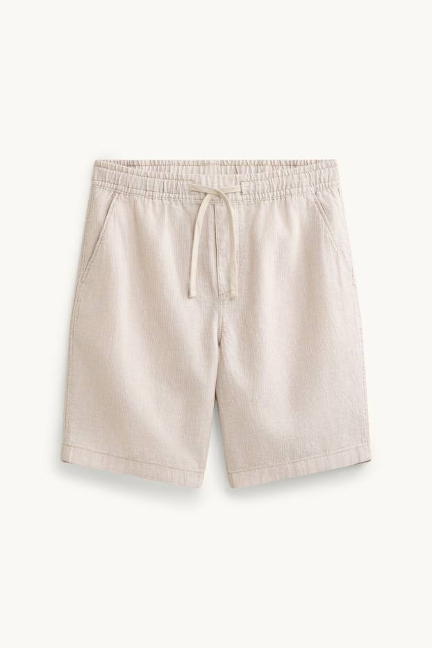 Herren - Shorts - Leinen-Mix - gestreift - beige