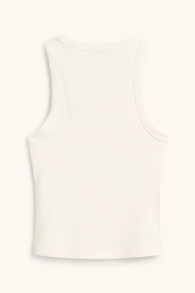 Damen - Top - gerippt - weiß