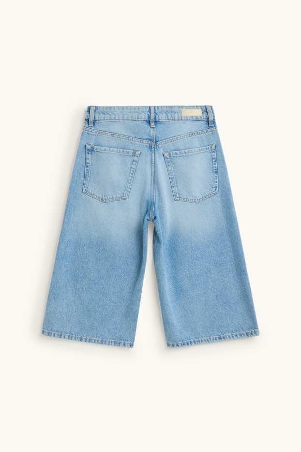 Damen - Jeans-Bermudas - High Waist - hellblau