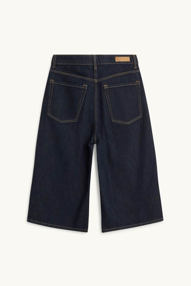 Damen - Jeans-Bermudas - High Waist - dunkeljeansblau