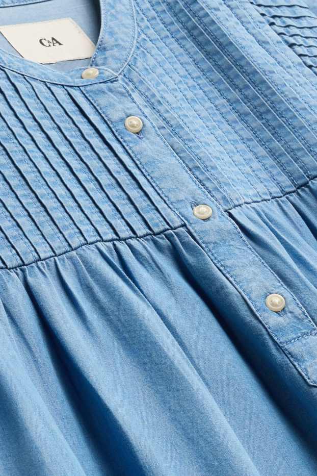 Dames - Blouse - denim look - jeanslichtblauw