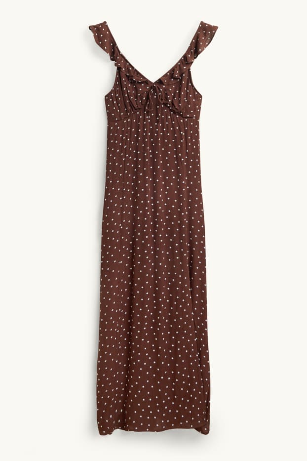 Donna - Vesetito - a pois - tessuto tramato - marrone scuro
