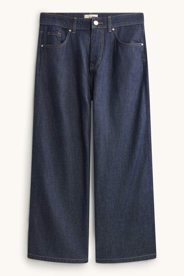 Femmes - Crop wide leg jean - mid waist - jean bleu foncé