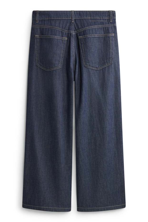 Femmes - Crop wide leg jean - mid waist - jean bleu foncé