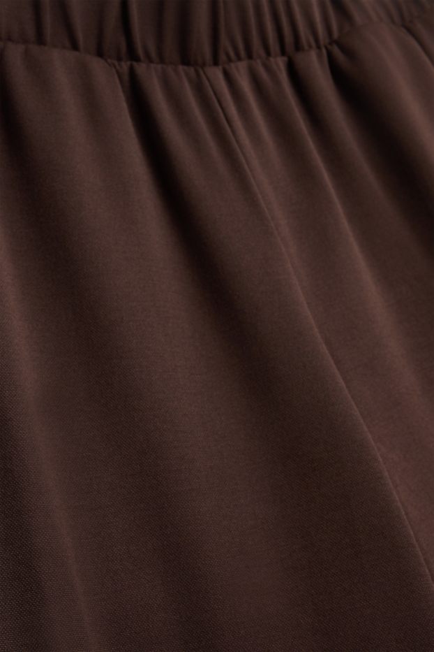 Femmes - Pantalon en toile court - high waist - wide leg - marron