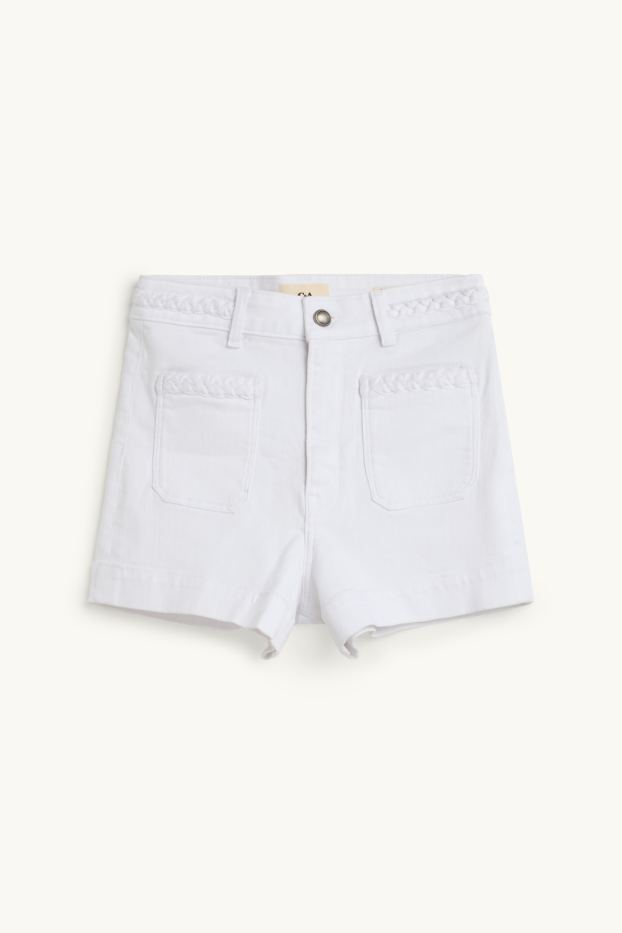 Women - Jean shorts - high waist - white