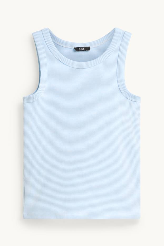 Women - Top - striped - light blue