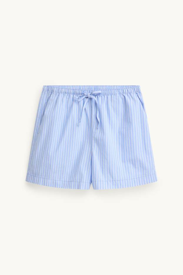 Femmes - Short - mid waist - à rayures - blanc / bleu clair