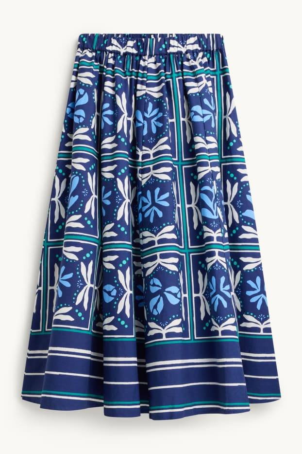 Dames - Rok - met patroon - blauw / wit