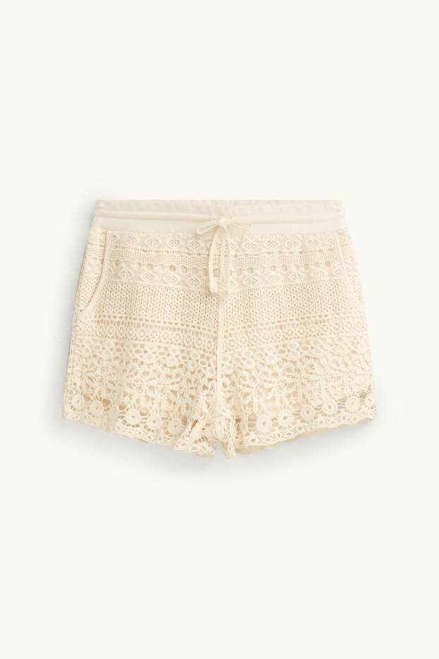 Dames - Gebreide short - beige