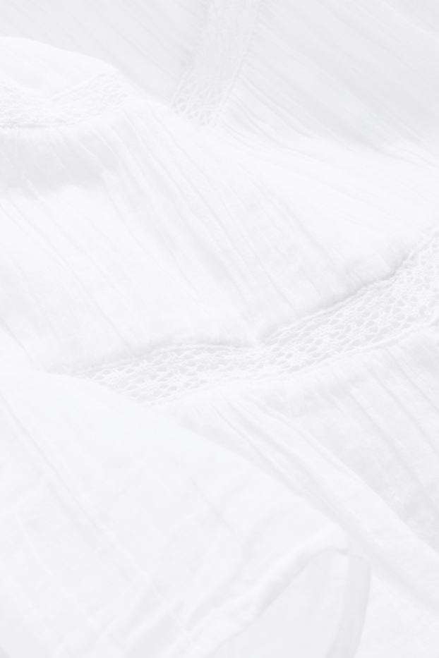 Damen - Blusentop - Broderie Anglaise - weiß