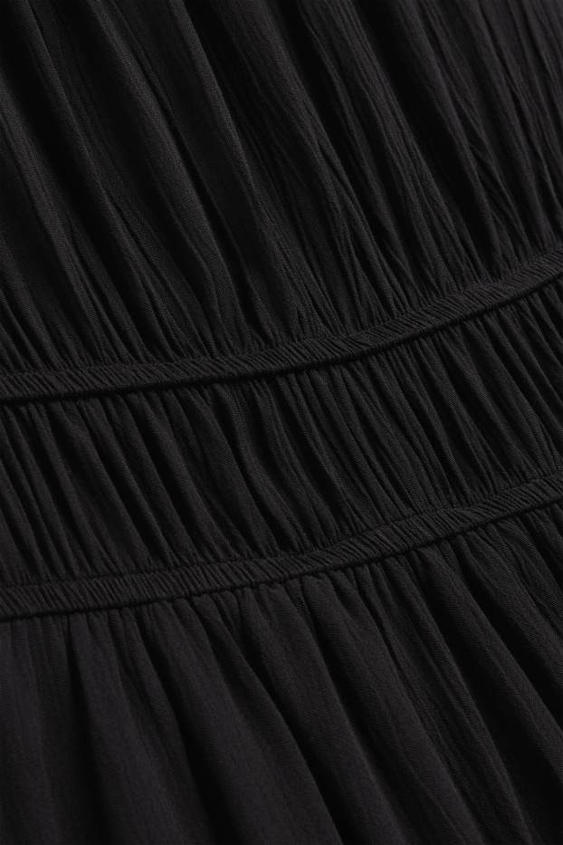 Damen - Fit & Flare Kleid - strukturiert - schwarz