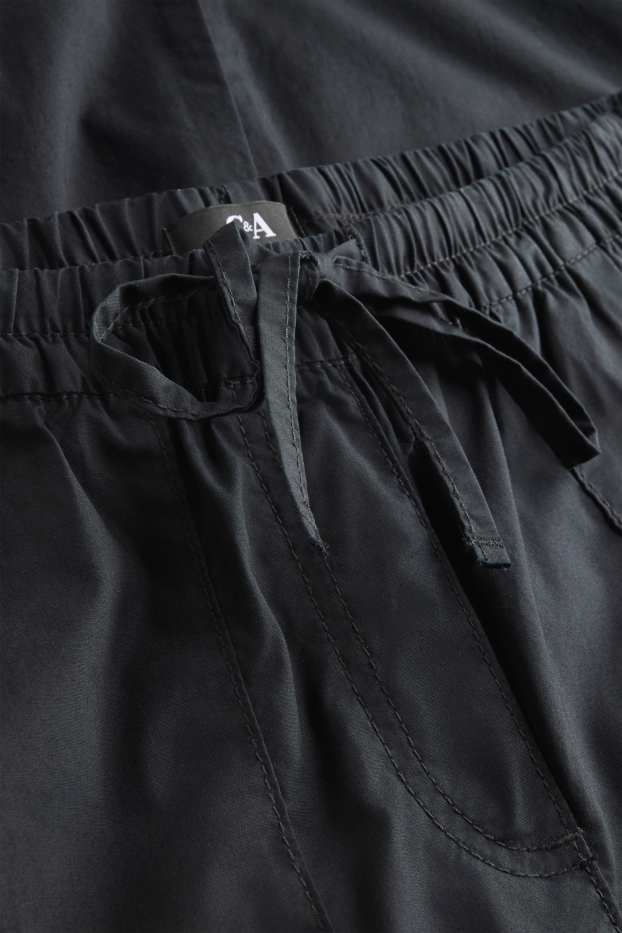 Femei - Pantaloni de stofă - talie medie - tapered fit - negru