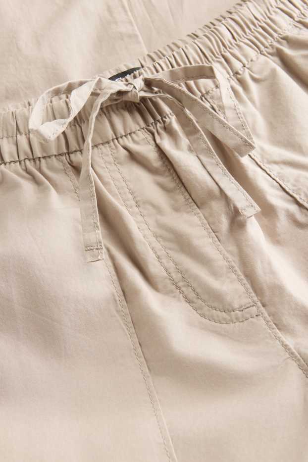 Dámské - Plátěné kalhoty - mid waist - tapered fit - béžová