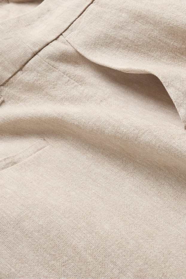 Dámské - Šortky - mid waist - lněná směs - béžová