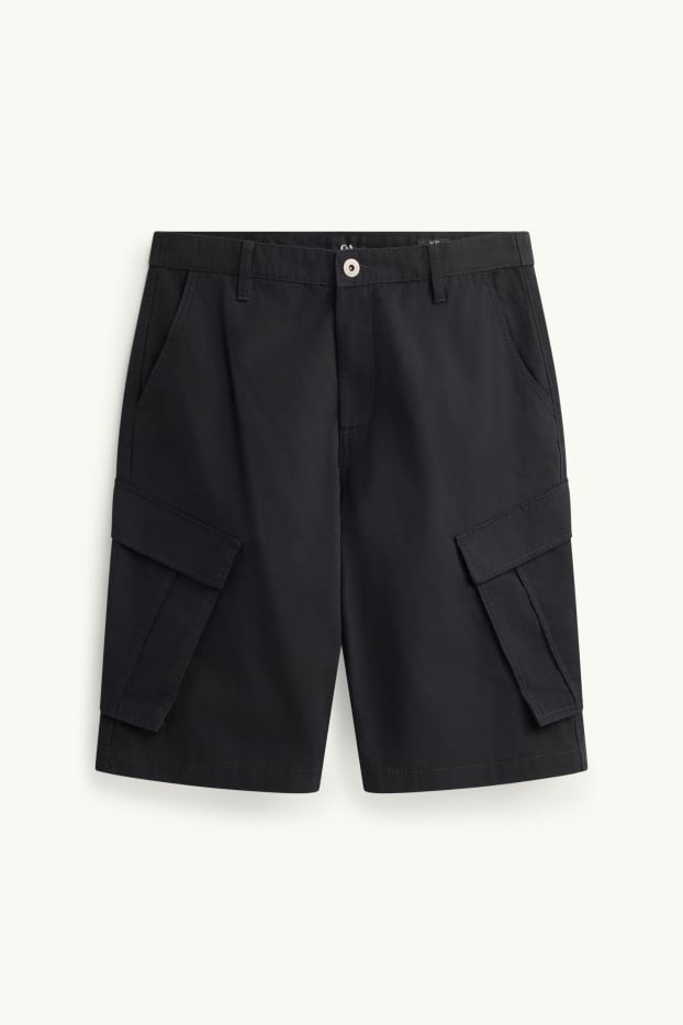 Bărbați - Bermude cargo de blugi - negru