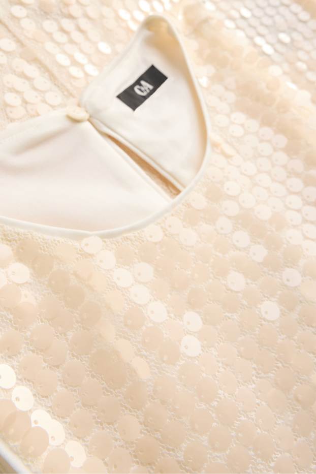 Femmes - Robe à sequins - straight fit - beige