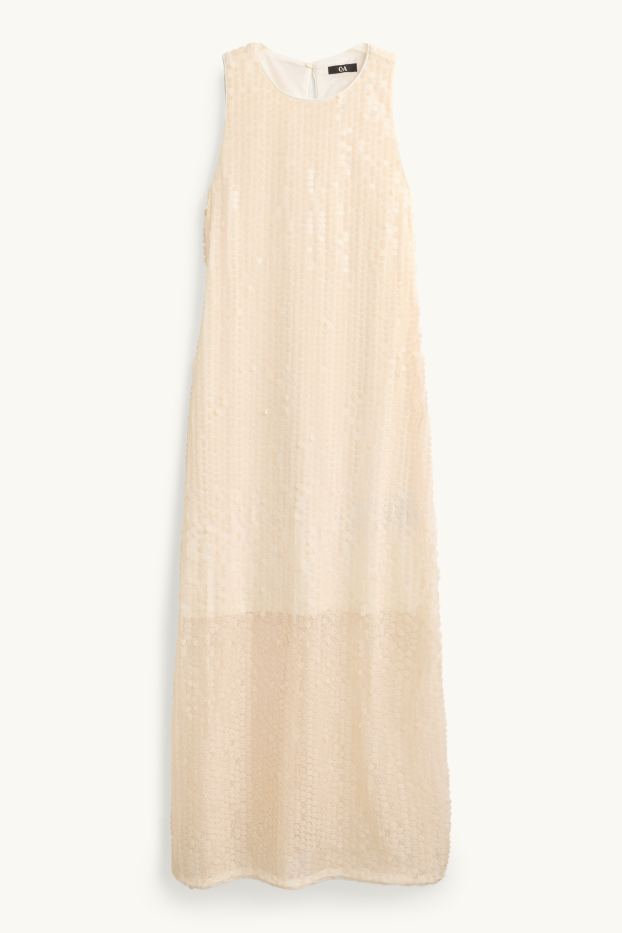 Femmes - Robe à sequins - straight fit - beige