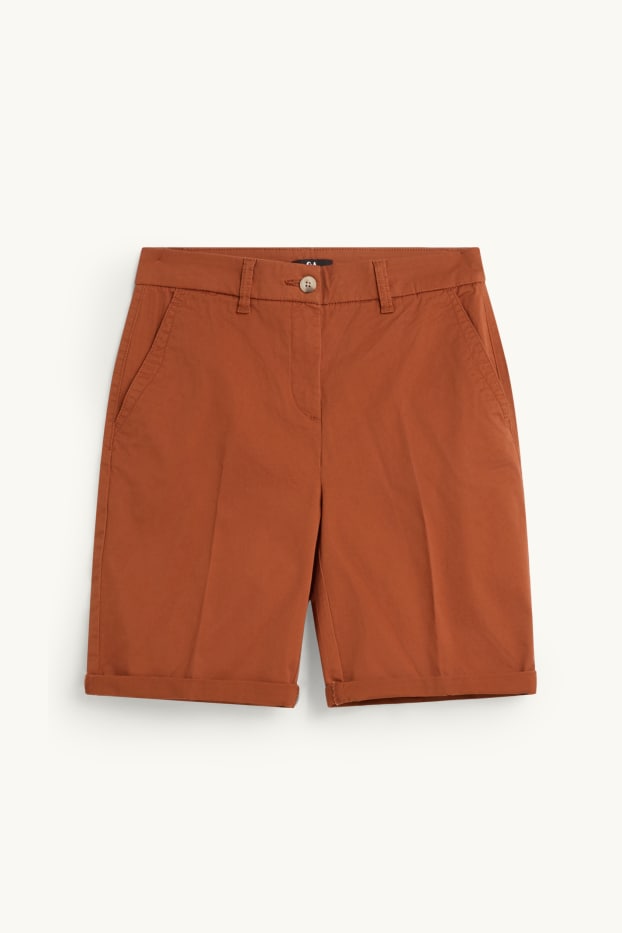 Damen - Bermudas - Mid Waist - braun