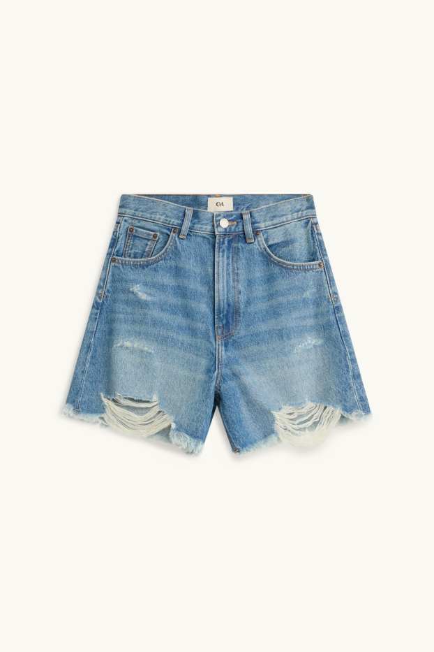 Damen - Jeans-Shorts - High Waist - jeansblau