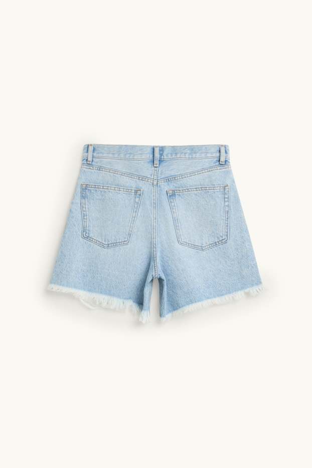 Women - Denim shorts - high waist - denim-light blue