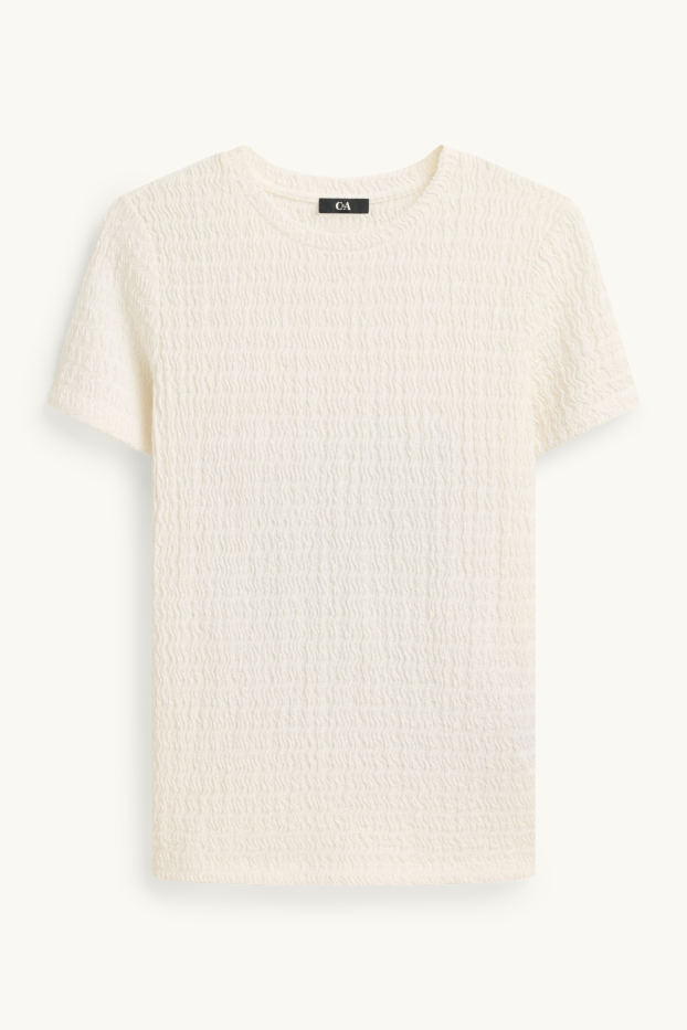Femei - Tricou - regular fit - structurat - alb