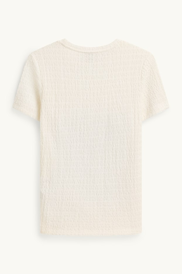 Femei - Tricou - regular fit - structurat - alb