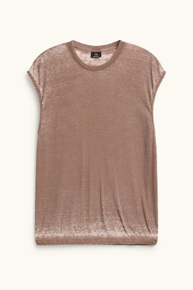 Herren - T-Shirt - Oversized - gerippt - braun