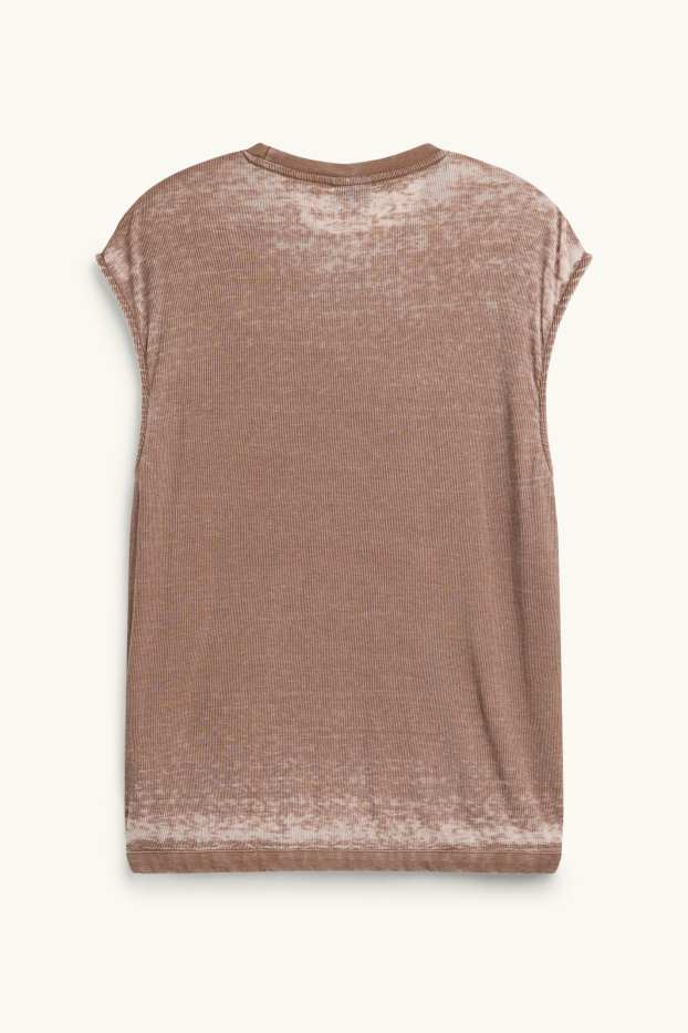 Herren - T-Shirt - Oversized - gerippt - braun