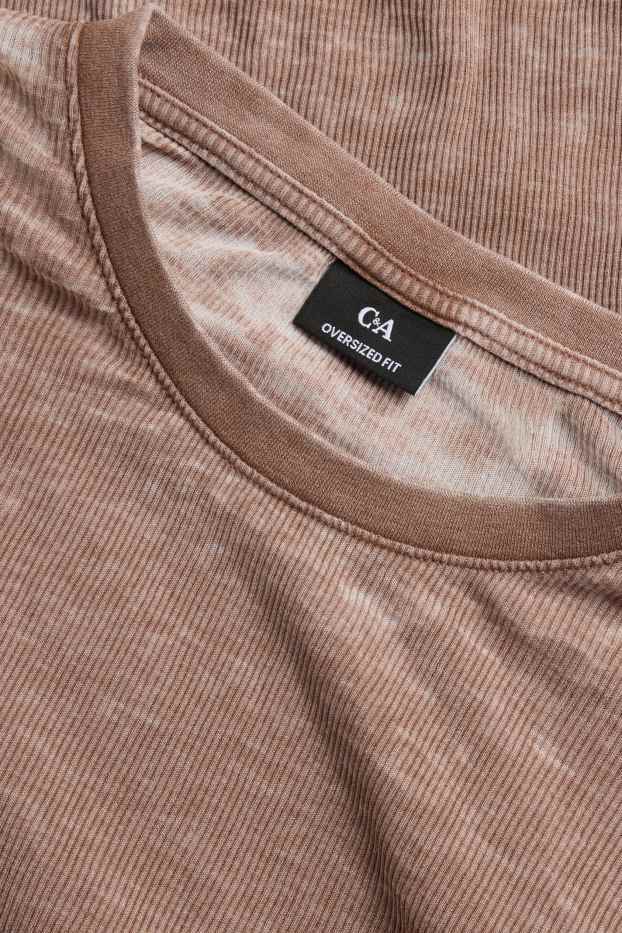 Herren - T-Shirt - Oversized - gerippt - braun