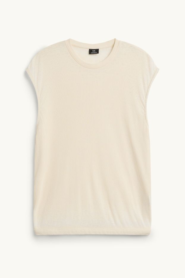 Herren - T-Shirt - Oversized - gerippt - cremeweiss