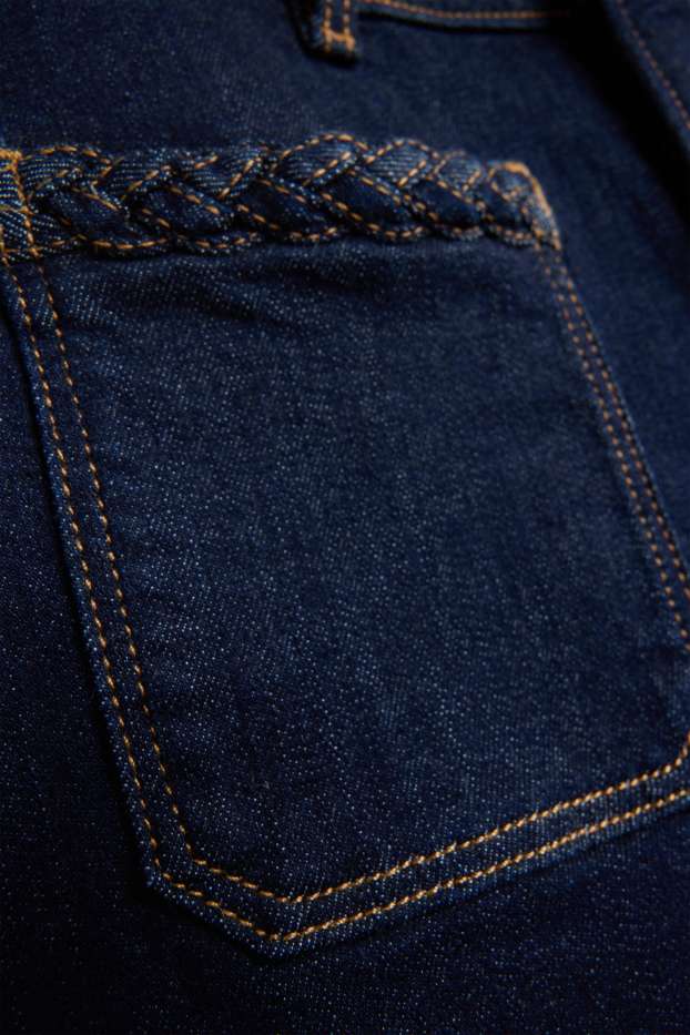 Femei - Pantaloni scurți de blugi - talie înaltă - LYCRA® - denim-albastru închis